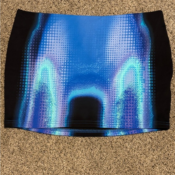 Vibrant Blue and Black Mini Skirt - Picture 1 of 5